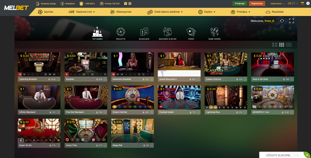 Melbet Casino site